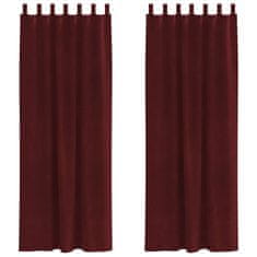 Vidaxl Zavese z zavesami 2 pcs Vinorodna rdeča 140 x 260 cm Žamet