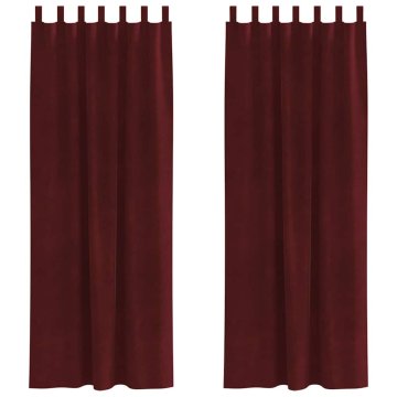 Vidaxl Zavese z zavesami 2 pcs Vinorodna rdeča 140 x 260 cm Žamet
