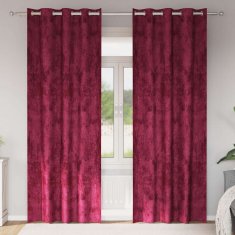 Vidaxl Zavesa z zavesami 2 pcs vinsko rdeča 225 x 140 cm Žamet