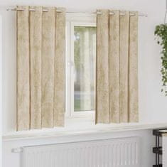 Vidaxl Zavesa z zavesami 2 pcs krema 175 x 140 cm Žamet