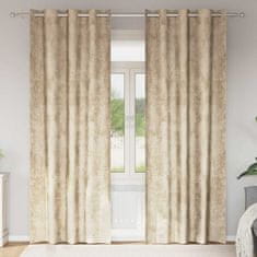Vidaxl Zavesa z zavesami 2 pcs krema 245 x 140 cm Žamet