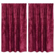 Vidaxl Zavesa z zavesami 2 pcs vinsko rdeča 140 x 140 cm Žamet