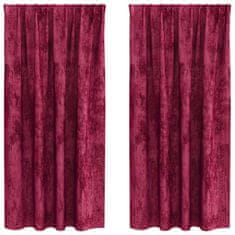 Vidaxl Zavesa z zavesami 2 pcs vinsko rdeča 175 x 140 cm Žamet