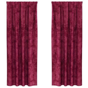 Vidaxl Zavesa z zavesami 2 pcs vinsko rdeča 225 x 140 cm Žamet