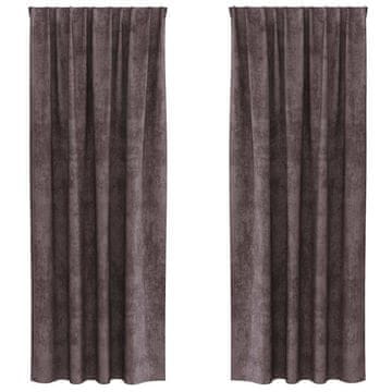 Vidaxl Velvete zavese z zavesami 2 szt. Rjava 225 x 140 cm Žamet