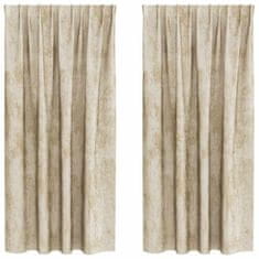 Vidaxl Zavesa z zavesami 2 pcs krema 175 x 140 cm Žamet