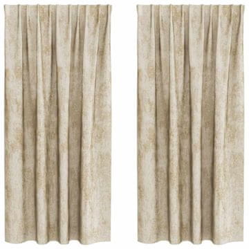 Vidaxl Zavesa z zavesami 2 pcs krema 175 x 140 cm Žamet