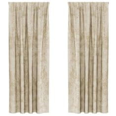 Vidaxl Zavesa z zavesami 2 pcs krema 225 x 140 cm Žamet