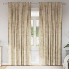 Vidaxl Zavesa z zavesami 2 pcs krema 225 x 140 cm Žamet
