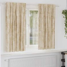 Vidaxl Zavesa z zavesami 2 pcs krema 175 x 140 cm Žamet