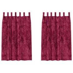 Vidaxl Zavesa z zavesami 2 pcs vinsko rdeča 175 x 140 cm Žamet