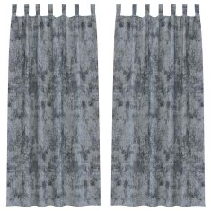Vidaxl Zavesa z zavesami 2 pcs Siva 225 x 140 cm Žamet