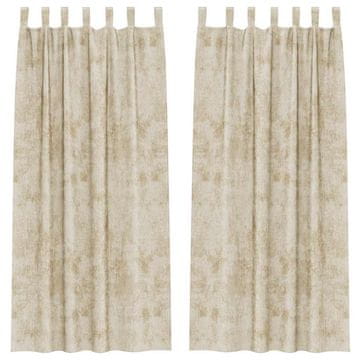 Vidaxl Zavesa z zavesami 2 pcs krema 225 x 140 cm Žamet