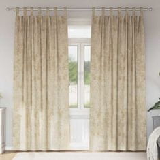 Vidaxl Zavesa z zavesami 2 pcs krema 225 x 140 cm Žamet