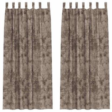 Vidaxl Zavesa z zavesami 2 pcs Kapučino 260 x 140 cm Žamet