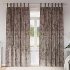 Vidaxl Zavesa z zavesami 2 pcs Kapučino 260 x 140 cm Žamet