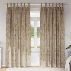 Vidaxl Zavesa z zavesami 2 pcs Šampanjec 225 x 140 cm Žamet
