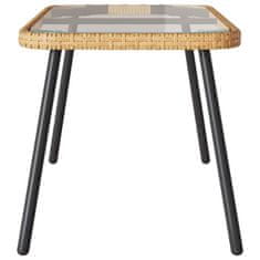 Vidaxl Klubska miza Rjava in črna 90 x 45 x 43 cm Poli ratan in steklo