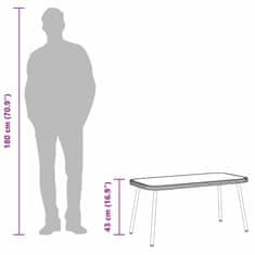 Vidaxl Klubska miza Črna 90 x 45 x 43 cm Poli ratan in steklo