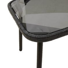 Vidaxl Klubska miza Črna 90 x 45 x 43 cm Poli ratan in steklo
