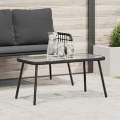 Vidaxl Klubska miza Črna 90 x 45 x 43 cm Poli ratan in steklo
