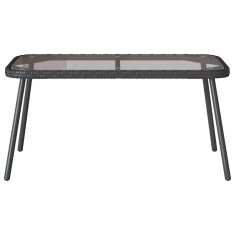 Vidaxl Klubska miza Črna 90 x 45 x 43 cm Poli ratan in steklo