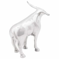 Vidaxl Skulptura bika srebrna 20 x 17 x 23 cm Aluminij