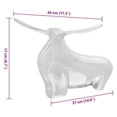 Vidaxl Skulptura bika srebrna 37 x 44 x 17 cm Aluminij