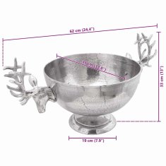 Vidaxl Skodelica srebrna 62 x 35 x 33 cm Aluminij