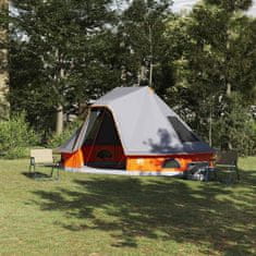 Vidaxl Družinski tipi šotor Siva in oranžna 466 x 310 x 240 cm