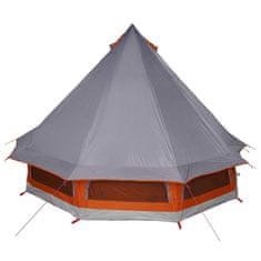 Vidaxl Družinski tipi šotor Siva in oranžna 404 x 370 x 270 cm