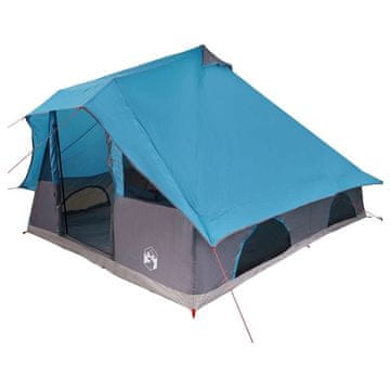 Vidaxl Družinski tipi šotor s streho Modra in siva 358 x 296 x 258 cm
