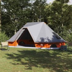Vidaxl Družinski tipi šotor Siva in oranžna 680 x 430 x 270 cm