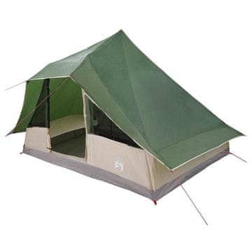Vidaxl Družinski tipi šotor s streho Zelena 364 x 281 x 257 cm