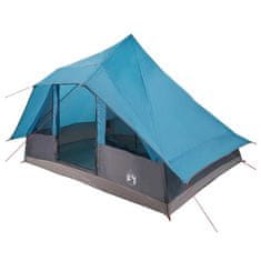 Vidaxl Družinski tipi šotor s streho Modra 364 x 281 x 257 cm