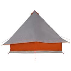 Vidaxl Družinski tipi šotor Siva in oranžna 358 x 296 x 258 cm