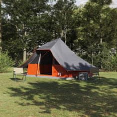 Vidaxl Družinski tipi šotor Siva in oranžna 364 x 281 x 257 cm