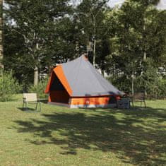 Vidaxl Družinski tipi šotor Siva in oranžna 400 x 346 x 250 cm