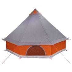 Vidaxl Družinski tipi šotor Siva in oranžna 400 x 346 x 250 cm