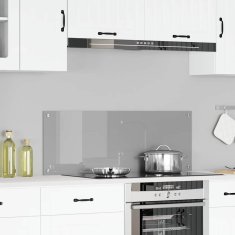 Vidaxl Zaščita za kuhinjo Svetlo siva 110 x 40 x 0.6 cm kaljeno steklo