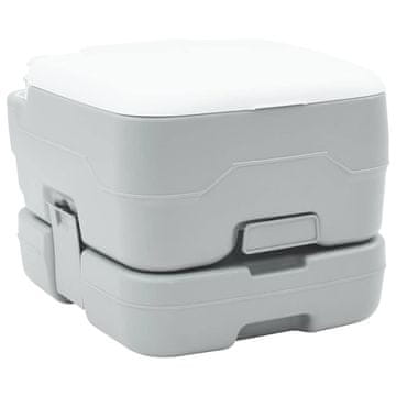 Vidaxl Prenosni kamperski WC Sivo in belo 41.5 x 36.5 x 30 cm Plastika
