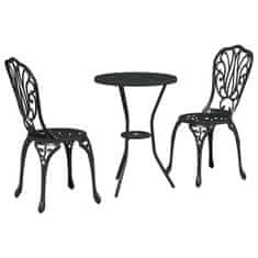 Vidaxl 3-delni črni vrtni bistro set iz litega aluminija