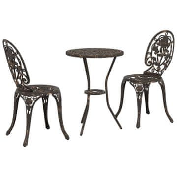 Vidaxl Vrtnik Bistro Set 3 pcs Bronasta Aluminij