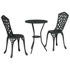 Vidaxl 3-delni vrtnarski bistro set črno lito aluminij