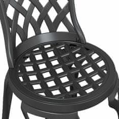 Vidaxl 3-delni vrtnarski bistro set črno lito aluminij