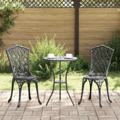 Vidaxl 3-delni vrtnarski bistro set črno lito aluminij
