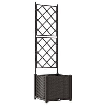 Vidaxl Vrtna sadilnika s treliso Rjava 40 x 40 x 143 cm PP