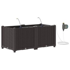 Vidaxl Vrtni lončki 1 kos Pletenje Rjava 80 x 40 x 37.5 cm Plastika