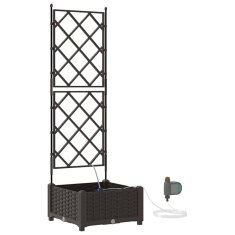 Vidaxl Vrtni lončki 1 kos Mreža Rjava 40 x 40 x 126 cm Plastika