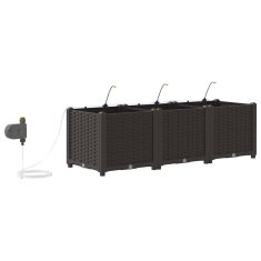 Vidaxl Vrtni lončki 1 kos Pletenje Rjava 120 x 40 x 37.5 cm Plastika